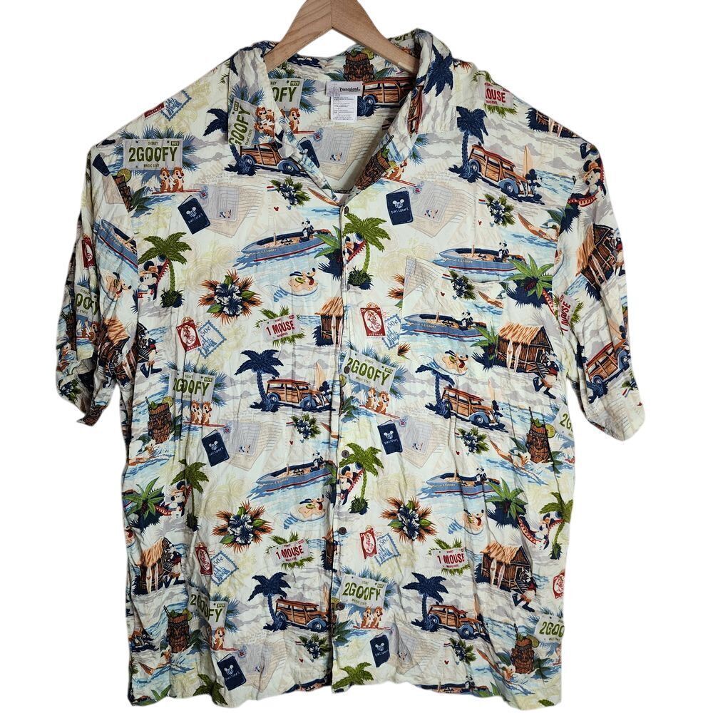 Disney Shirt Men's‎ XXL Hawaiian Button Up Disneyland Resort Passport Top Mickey